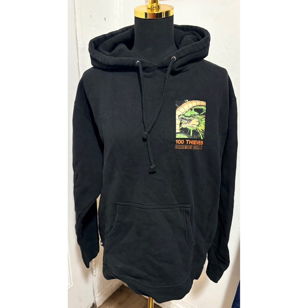 100 Thieves Dragon Ball Z Shenron Hoodie Mens Medium Black Graphic Sweatshirt